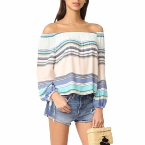 Wildfox Striped‎ Off the Shoulder Top XS NWT - Picture 1 of 7